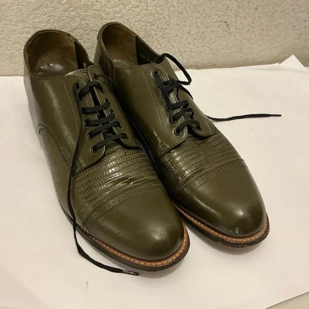 Stacy Adams Olive Men's Madison Cap Toe Oxford Leather Oxfords 10.5D